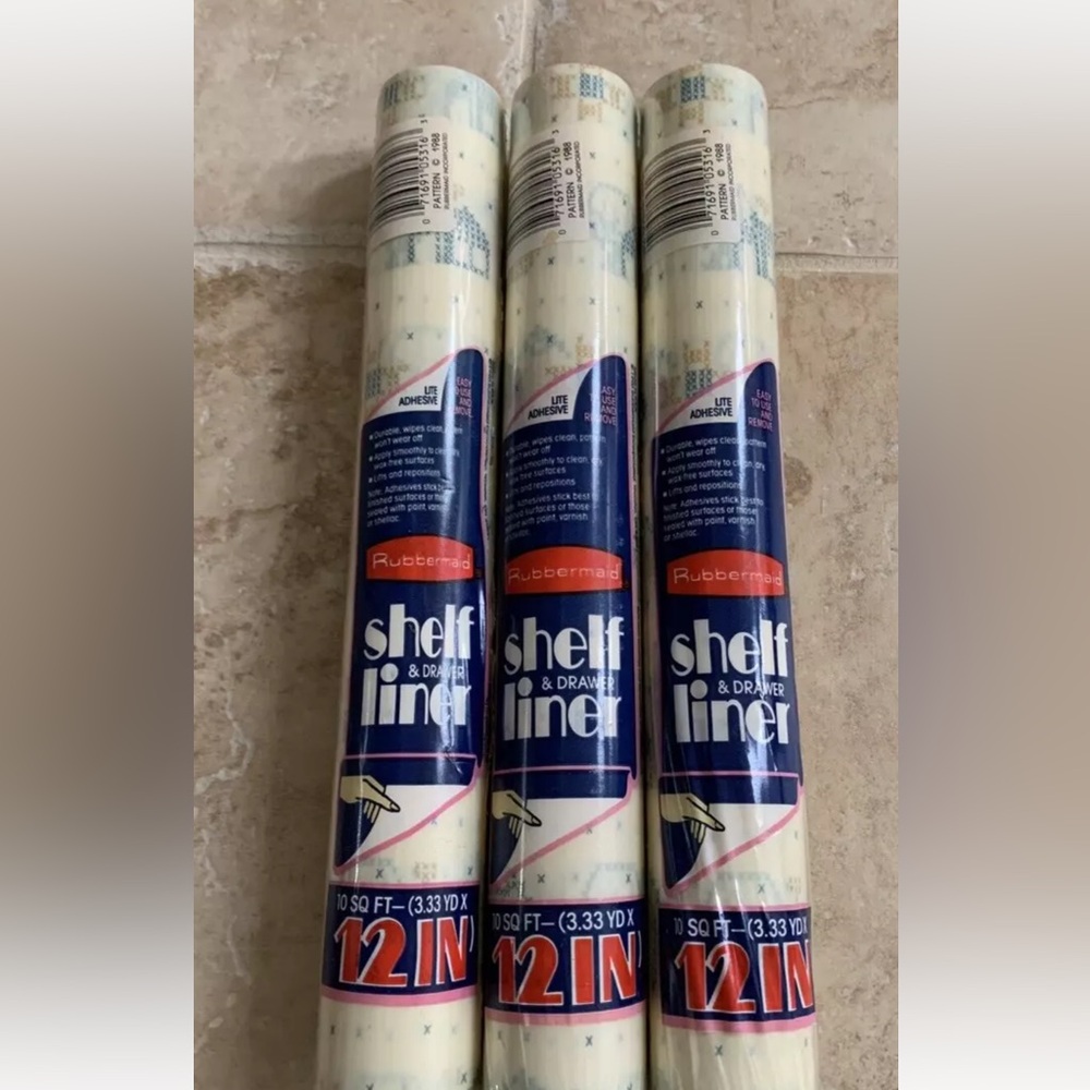 3 Rolls Vintage 1990 Rubbermaid Shelf Drawer Liner Country Stitch Retro